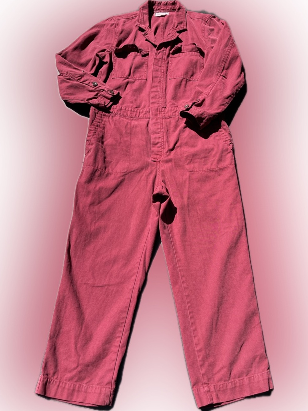 Madewell Signature Garment Dyed Jumpsuit G2039 Large Burgundy